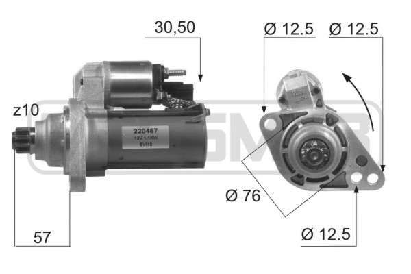 ERA 220467 Starter for AUDI SEAT SKODA VW