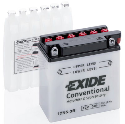 EXIDE 12N5-3B EXIDE Conventional Starter Battery for MZ PEUGEOT SIMSON SUZUKI YAMAHA
