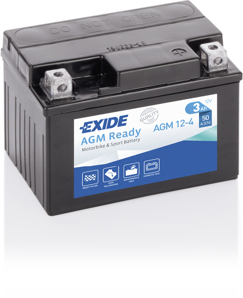 EXIDE AGM12-4 EXIDE AGM Ready Starter Battery for ADLY APRILIA ATALA BENELLI BETA CAGIVA DAELIM DERBI FANTIC GARELLI GASGAS GENE