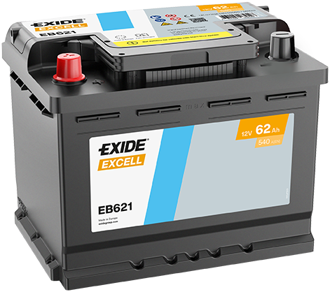 EXIDE EB621 EXCELL ** Starter Battery for ALFA ROMEO ALPINE BOGDAN BUICK CHANGAN CHEVROLET CHEVROLET (SGM) CHRYSLER CITROËN DAEW