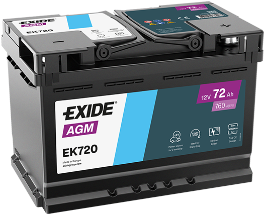 EXIDE EK720 AGM Starter Battery for AC ALFA ROMEO ALPINA ASTON MARTIN AUDI BMW BMW (BRILLIANCE) CADILLAC CHEVROLET CITROËN CUPRA