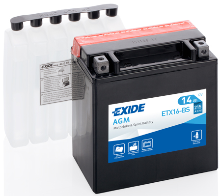 EXIDE ETX16-BS EXIDE AGM Starter Battery for BMW GILERA KAWASAKI MOTO GUZZI PIAGGIO ROYAL ENFIELD SUZUKI TRIUMPH
