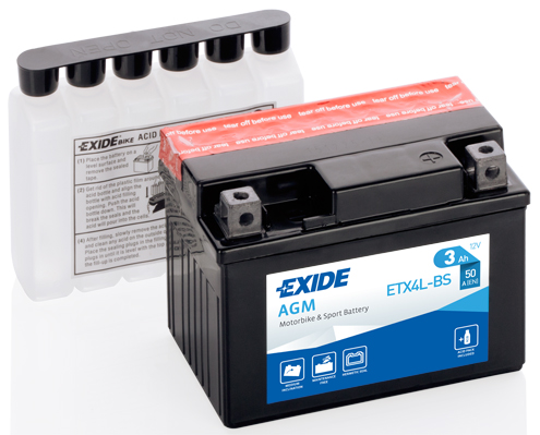 EXIDE ETX4L-BS EXIDE AGM Starter Battery for ADLY APRILIA ATALA BENELLI BETA CAGIVA DAELIM DERBI FANTIC GARELLI GASGAS GENERIC G