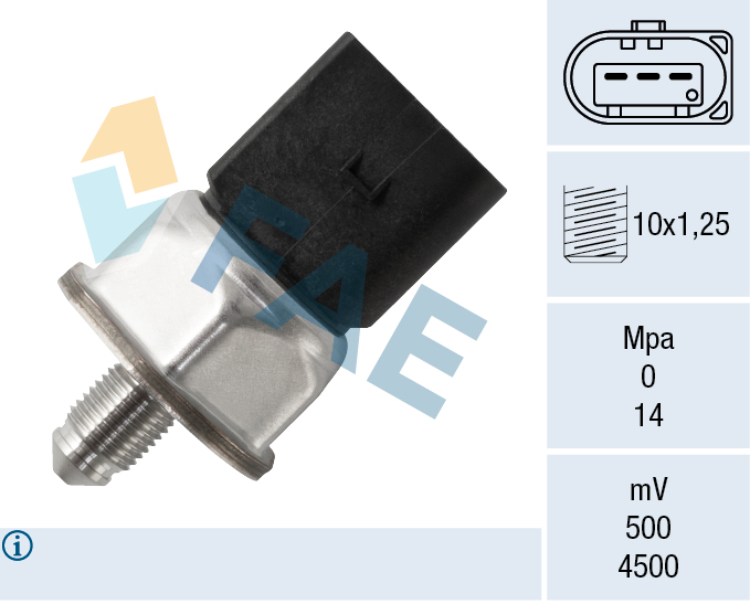 FAE 15631 Αισθητήρας, πίεση καυσίμου for AUDI SEAT SKODA VW