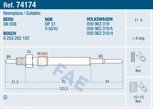 FAE 74189 Glødeplugg