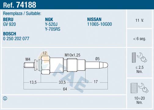 BERU GE117 ISS Glødeplugg