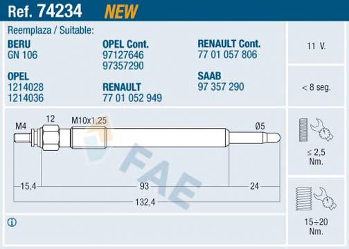 BLUE PRINT ADA101803 Glødeplugg