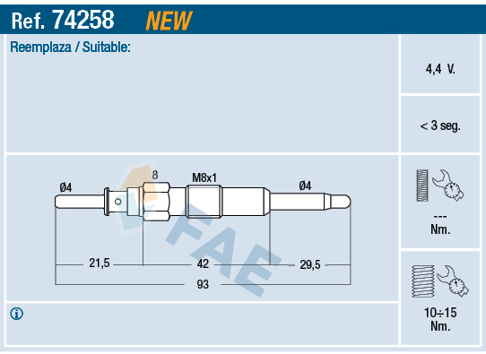 FAE 74258 Glødeplugg