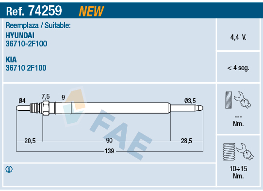 FAE 74259 Glødeplugg