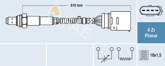 FAE 77406 Oxygen Sensor after catalytic converter for AUDI