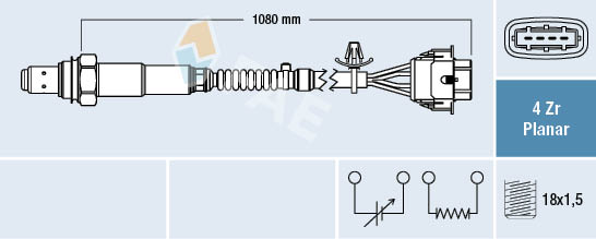 FAE 77421 Oxygen Sensor after catalytic converter for OPEL VAUXHALL
