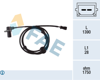 FAE 78083 Sensor, wheel speed Rear Axle for AUDI