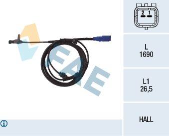 FAE 78098 Sensor, wheel speed Rear Axle for CITROËN