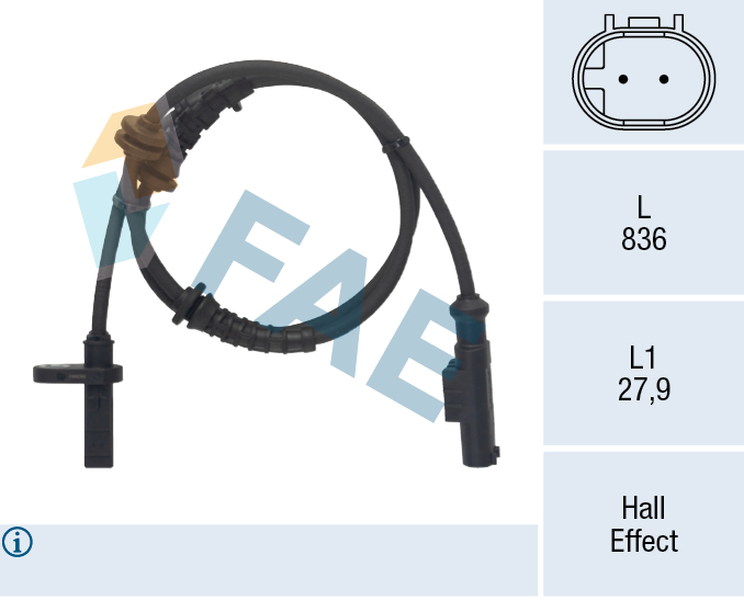 FAE 78266 Sensor, wheel speed for FIAT