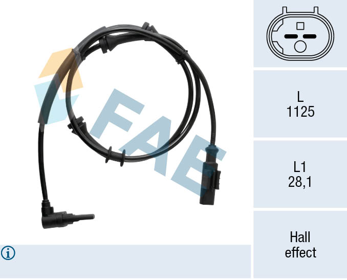 FAE 78550 Sensor, wheel speed for CHRYSLER FIAT LANCIA