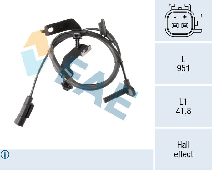 FAE 78655 Sensor, wheel speed for DODGE JEEP
