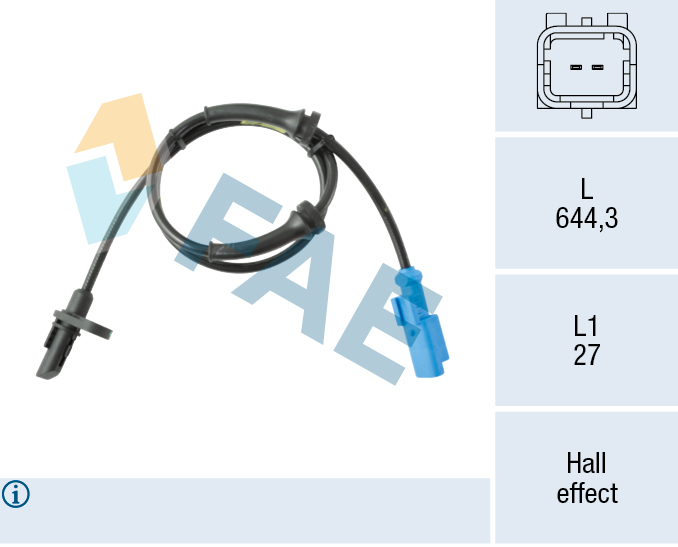 FAE 78713 Sensor, wheel speed for PEUGEOT