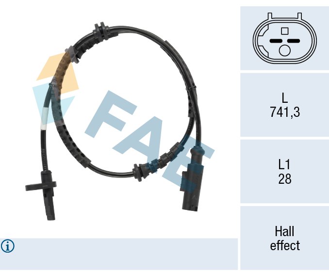 FAE 78768 Sensor, wheel speed for CHRYSLER FIAT LANCIA