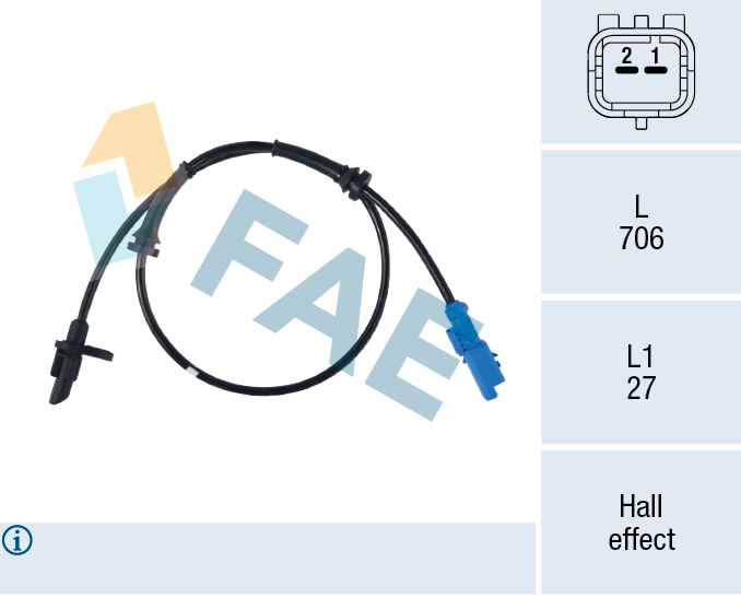 FAE 78778 Sensor, wheel speed for CITROËN DS