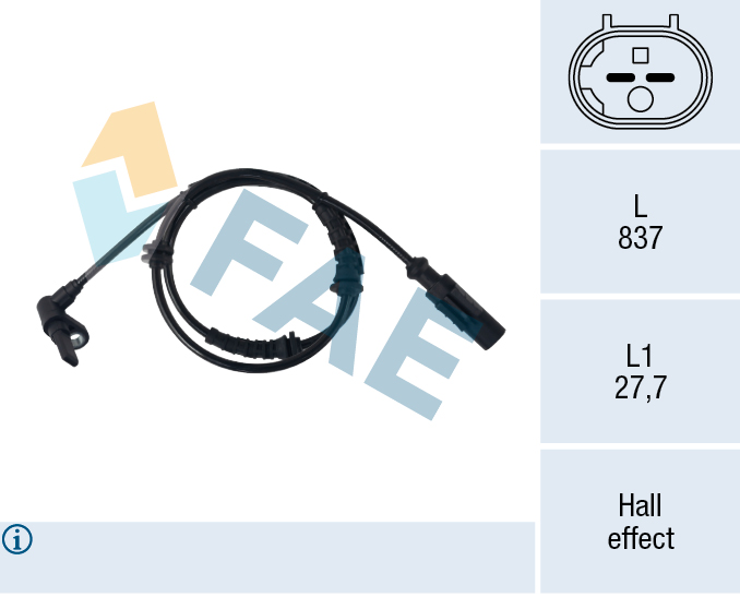 FAE 78779 Sensor, wheel speed for FIAT