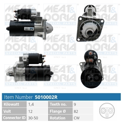 MEAT & DORIA 5010002R Starter for ALFA ROMEO FIAT LANCIA OPEL SAAB VAUXHALL