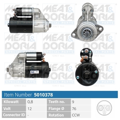 MEAT & DORIA 5010378 Starter for PORSCHE VW