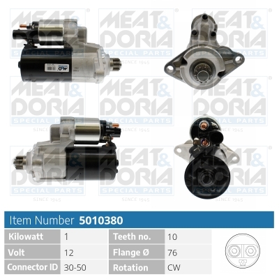 MEAT & DORIA 5010380 Starter for AUDI SEAT SKODA VW