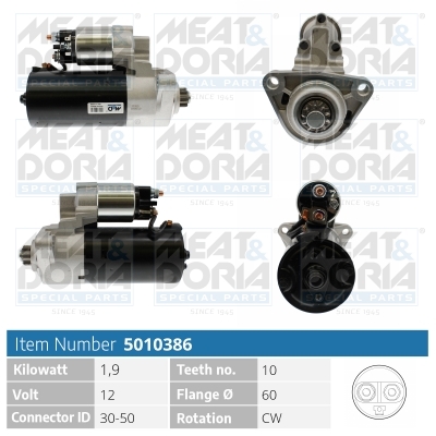 MEAT & DORIA 5010386 Starter for PORSCHE