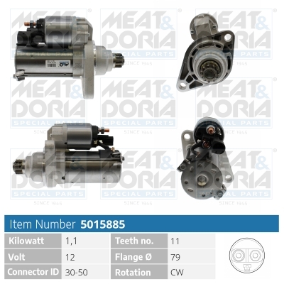 MEAT & DORIA 5015885 Starter for AUDI SEAT SKODA VW