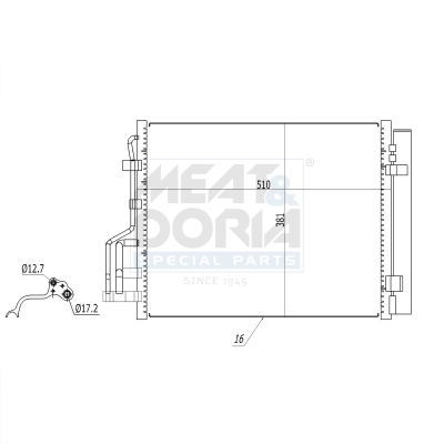 MEAT & DORIA 991129 Συμπυκνωτής, σύστ. κλιματισμού for HYUNDAI KIA
