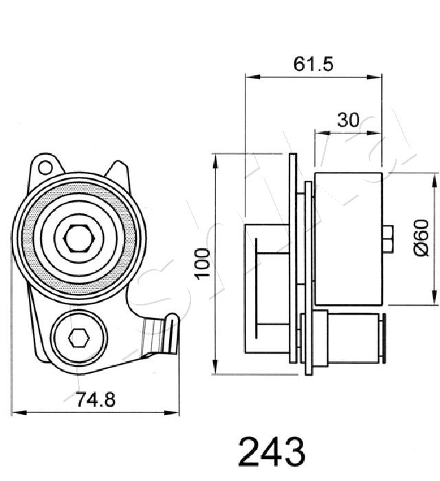 ASHIKA 45-02-243 Tendicinghia, Cinghia dentata-Tendicinghia, Cinghia dentata-Ricambi Euro