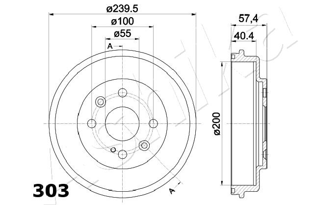 ASHIKA 56-03-303 Tamburo freno