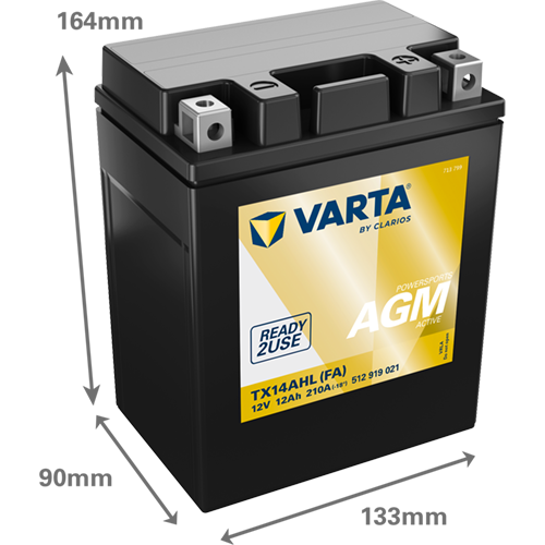 VARTA 512919021K542 Starter Battery for APRILIA BENELLI BMW CAGIVA DUCATI GILERA HONDA KAWASAKI LAVERDA MOTORCYCLES MALAGUTI MOT