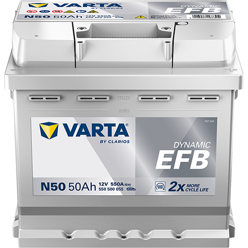 VARTA 550500055K262 Starter Battery for AUDI CITROËN CUPRA DACIA FIAT FORD HYUNDAI JAGUAR KIA LANCIA MERCEDES-BENZ MG NISSAN OPE