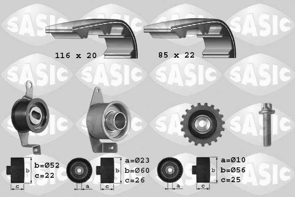 SASIC 1756010 Kit cinghie dentate-Kit cinghie dentate-Ricambi Euro