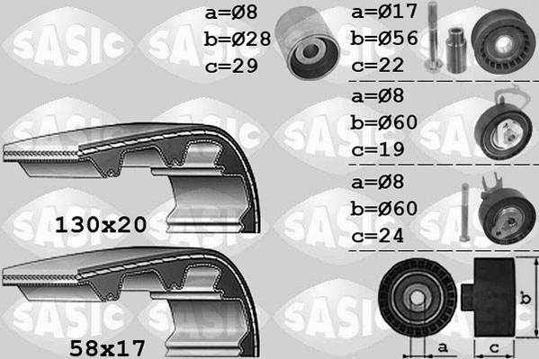 SASIC 1756051 Kit cinghie dentate-Kit cinghie dentate-Ricambi Euro