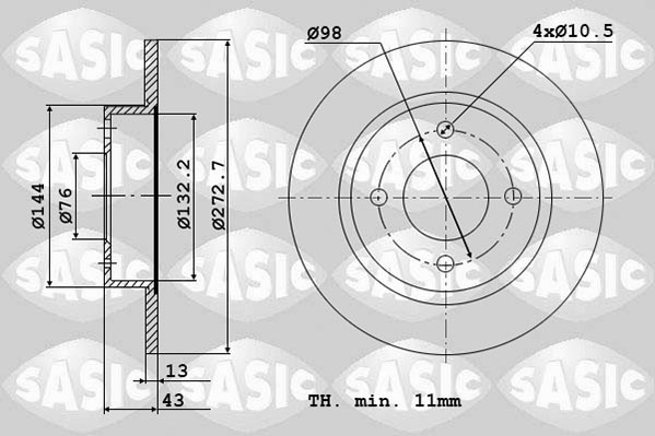 SASIC 2464424J Discofreno-Discofreno-Ricambi Euro