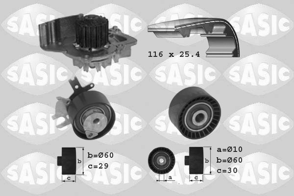 SASIC 3900007 Pompa acqua + Kit cinghie dentate-Pompa acqua + Kit cinghie dentate-Ricambi Euro