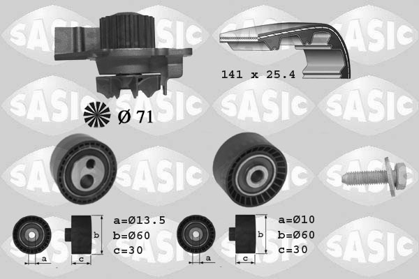 SASIC 3900011 Pompa acqua + Kit cinghie dentate