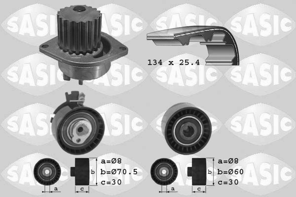 SASIC 3900015 Pompa acqua + Kit cinghie dentate