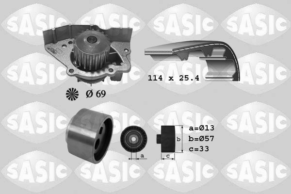 SASIC 3900023 Pompa acqua + Kit cinghie dentate-Pompa acqua + Kit cinghie dentate-Ricambi Euro