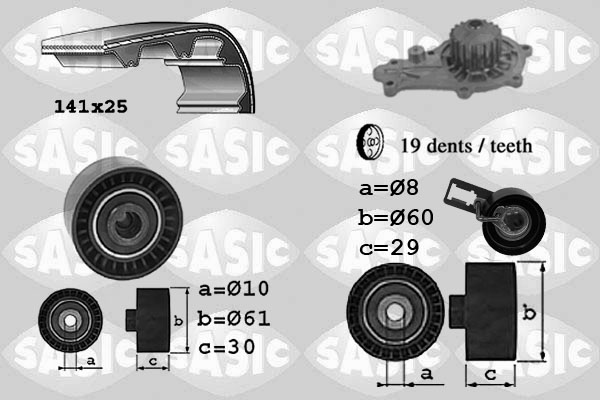 SASIC 3900031 Pompa acqua + Kit cinghie dentate-Pompa acqua + Kit cinghie dentate-Ricambi Euro