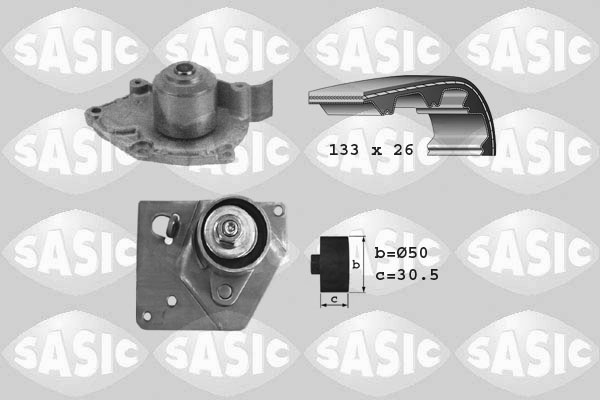 SASIC 3904004 Pompa acqua + Kit cinghie dentate-Pompa acqua + Kit cinghie dentate-Ricambi Euro