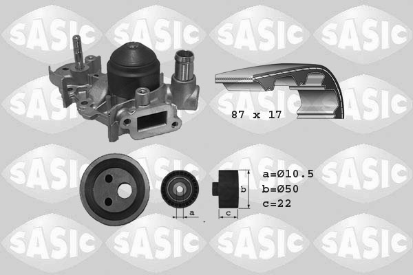 SASIC 3904009 Pompa acqua + Kit cinghie dentate-Pompa acqua + Kit cinghie dentate-Ricambi Euro