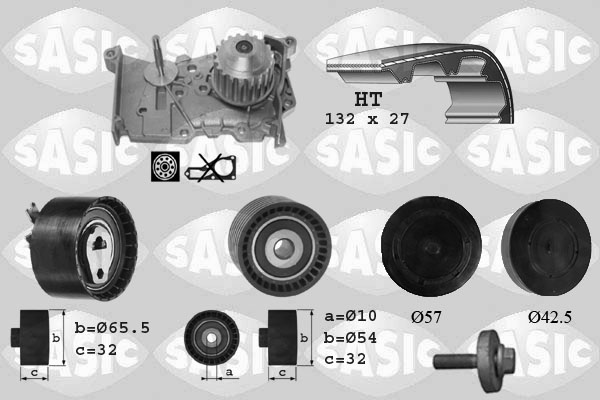 SASIC 3904011 Pompa acqua + Kit cinghie dentate-Pompa acqua + Kit cinghie dentate-Ricambi Euro