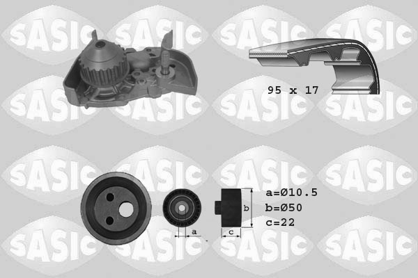 SASIC 3904025 Pompa acqua + Kit cinghie dentate-Pompa acqua + Kit cinghie dentate-Ricambi Euro