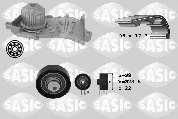 SASIC 3904026 Pompa acqua + Kit cinghie dentate-Pompa acqua + Kit cinghie dentate-Ricambi Euro
