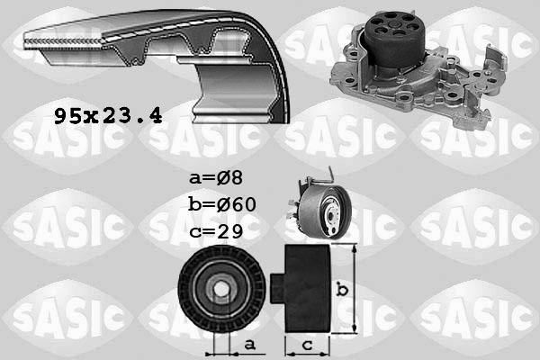 SASIC 3904029 Pompa acqua + Kit cinghie dentate