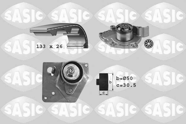 SASIC 3904033 Pompa acqua + Kit cinghie dentate-Pompa acqua + Kit cinghie dentate-Ricambi Euro