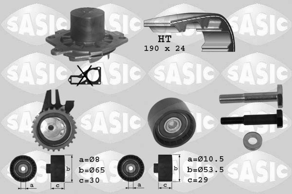 SASIC 3906007 Pompa acqua + Kit cinghie dentate